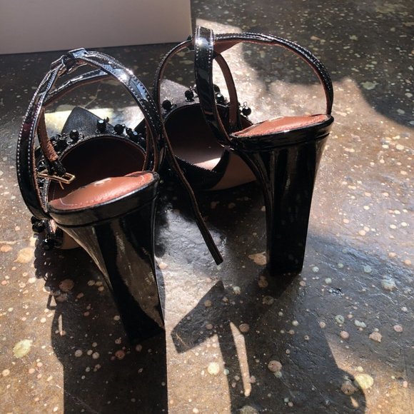 AREA Ankle A Pump Heels Bead Embellished Black Size 6 - Picture 4 of 11